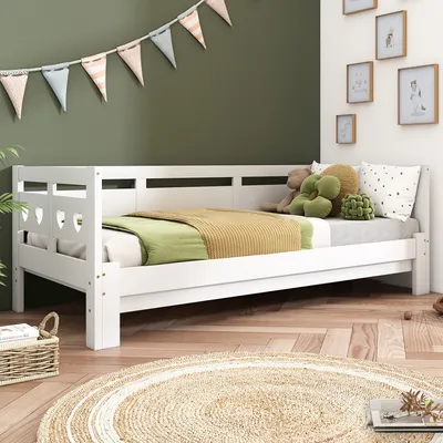 Produktbild von Flieks Tagesbett Ausziehbar, Schlafsofa Jugendbett 90x190cm/180x190cm, Funktionsbett Kinderbett Gästebett Massivholzbett, Weiß