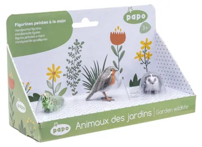Produktbild von PAPO Gartentiere Set 3 Figuren - Raupe, Igel, Vogel - Tierfiguren Spielzeug