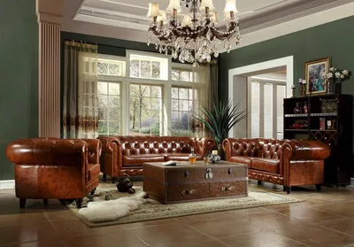 Produktbild von Design Chesterfield Sofagarnitur 3+2+1 Couch Leder Vintige Couch Polster Sofa