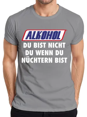 Productafbeelding van Alcohol: Jij bent niet jezelf als je nuchter bent. Grappig feestbier-heren T-shirt, grijs, 3XL