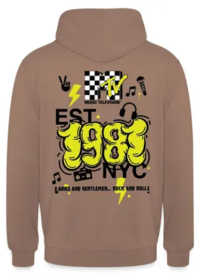 Produktbild von Spreadshirt MTV Est. 1981 NYC Logo Rückendesign Uni Hoodie, M, Mokka