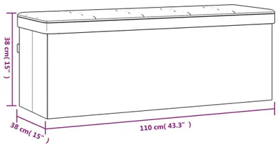 Image de Banc avec espace de rangement Pliable Gris clair aspect lin