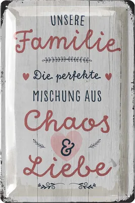 Produktbild von Blechschild, Familie Chaos Liebe, Lieblingsplatz Schild, Geschenk zum Einzug, Richtfest Geschenk, Metallschilder Familienregeln