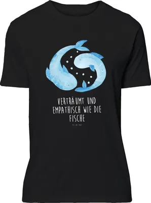 Produktbild von Mr. & Mrs. Panda Tshirt Sternzeichen Fische - Schwarz - Geschenk, Lustiges T-Shirt, Sternbild, Geburtstag März, Grafik-T-Shirt, Februar, S, Fisch, oberteil