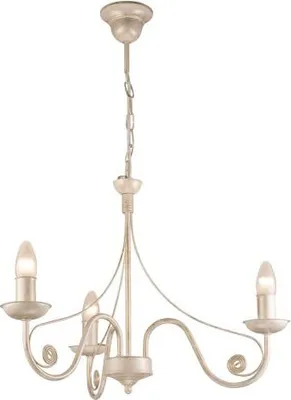 Produktbild von Rustikaler Kronleuchter Weiß Shabby Chic aus Metall 3-flammig elegant KELSIE Esstisch Wohnzimmer Hängeleuchte