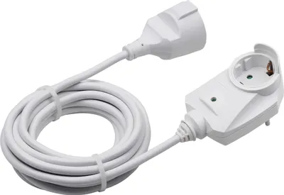 Produktbild von Meister Kunststoff-Verlängerungskabel mit Zusatzstecker 3 m – Schuko-Kupplung – für innen (IP20) – Überspannungs- und Kontaktschutz – weiß