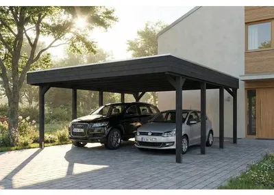 Produktbild von Doppelcarport SKAN HOLZ Friesland inkl. Pfostenanker 546 x 555 cm anthrazit