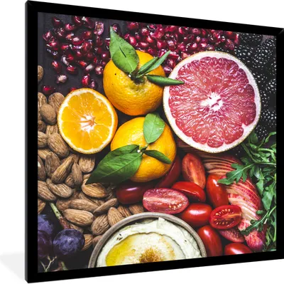 Produktbild von MuchoWow® Gerahmtes Poster Gemüse - Obst - Farben 40x40 cm - Poster mit Schwarzem Bilderrahmen Wandposter Rahmen Foto Bilder - Mit Rahmen - Wanddekoration Schlafzimmer