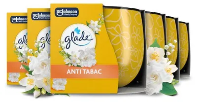 Produktbild von Glade Duftkerze mit Dekorfolie, Anti-Tabac, 108 g 6er Pack