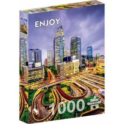 Zdjęcie produktu dla Puzzle 1000 elementów Enjoy – dzielnica Nishi-Shinjuku w Tokio