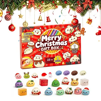 Obrázok produktu pre Squishy Adventný Kalendár 2026 Dumpling Squishy Vianočný Kalendár 24 Dní Vianoce Odpočítavací Kalendár Fidget Hračka Darčeky pre Dospelých C