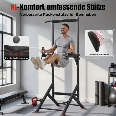 Produktbild von Sportsroyals Power Tower Klimmzug-Dip-Station, Hilfstrainer, multifunktional, für Zuhause, Fitnessstudio, Krafttraining, Fitnessgerät, 200 kg