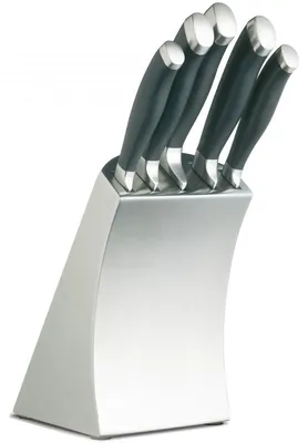 Edelstahl-Messerset, 6-teilig, mit Messerblock, spülmaschinengeeignet