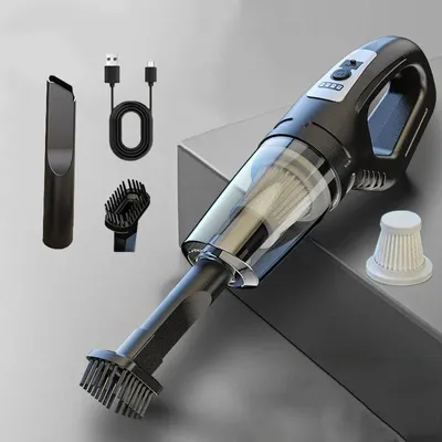 Produktbild von Akku-Handstaubsauger 120 W, kabellos, USB-aufladbar, Nass-/Trockensauger, waschbarer Filter, mehrere Düsen, für Auto und Haushalt