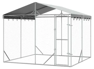 Produktbild von Hundezwinger für den Außenbereich mit Dach, Hundehütte, Hundekäfig, Hühnerstall, Hundezaun, Hundeauslauf, verzinkter Stahl