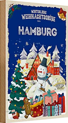 Produktbild von Holzschild Weihnachtsgrüße aus HAMBURG 20x30cm