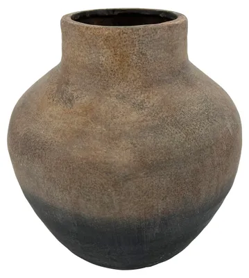 Zdjęcie produktu dla Wazon ceramiczny Aura, 30x30x32 cm - patynowany na rdzawo-czarno