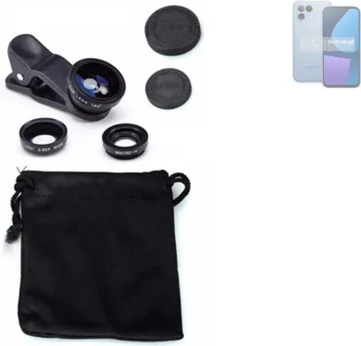 Produktbild von K-S-Trade Smartphone Kamera Linsen Set Kompatibel mit Fairphone  Fairphone 5 3in1 Clip-On Kamera Adapter Macro Weitwinkel FishEye Fischauge Objektiv