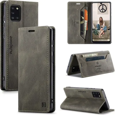 Produktbild von Samsung Galaxy A31 Brieftasche Hülle, Retro Kunstledertasche Stand Schutzhülle für Samsung Galaxy A31 Kupfer