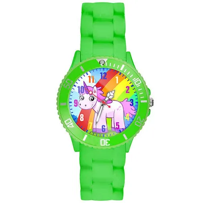 Produktbild von Taffstyle Kinder Ambanduhr Bunte Kinder Armbanduhr Silikon Einhorn Uhr Lernuhr, Grün