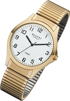 Produktbild von Regent Herren Uhr Zugarmband 1243486 Analog Metall Armband-Uhr gold UR1243486