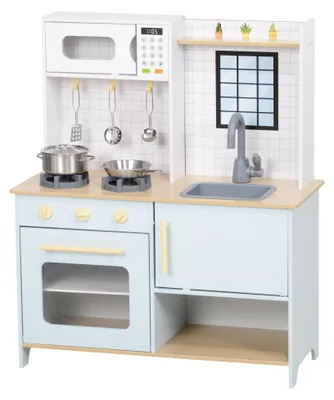 Immagine prodotto di Cucina giocattolo per bambini con set di accessori da cucina | Colore: verde e bianco | Dimensioni: 33x72x85,2 cm