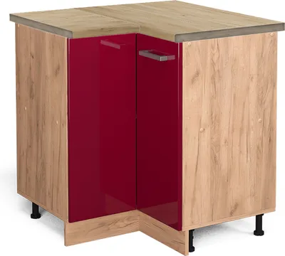 Produktbild von Eckunterschrank Vicco R-Line Rot Hochglanz 75.6 cm , AP Eiche, Model 46759