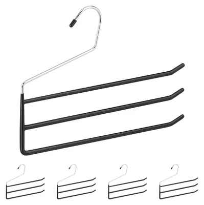 Image de 40 cintres à pantalons multiples, lot de cintres multiples, métal, 3 barres, ouverts, antidérapants, pantalons et jupes, noir