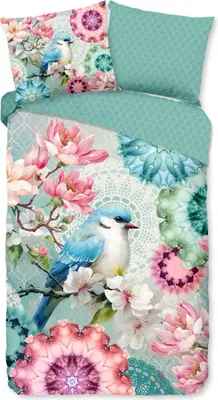 Productafbeelding van HIP dekbedovertrek "mandala's, bloemen & vogels" - Minze - (140x200/220 cm) - Katoensatijn