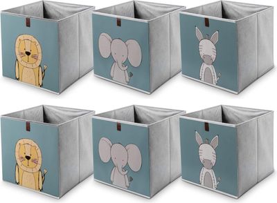 6er Set Aufbewahrungsboxen für Kinder Spielzeugkiste quadratisch blau