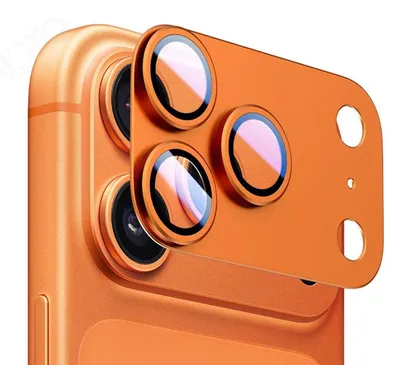 Image de Anneau de protection métallique pour appareil photo de l'iPhone 17 Pro d'Apple avec cache en verre, couleur orange