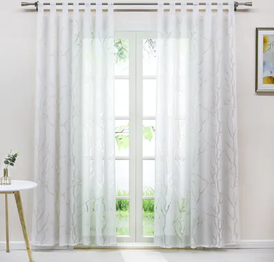Produktbild von Vorhang, Schlaufen, Voile Gardine mit Zweigdruck, halbtransparent Gardine(1 St), HxB 225 x 140cm