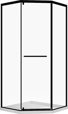 Produktbild von Fünfeckige Duschkabine mit Duschwanne – 90 x 90 x 195 cm – Mattschwarz – CRISTELIO