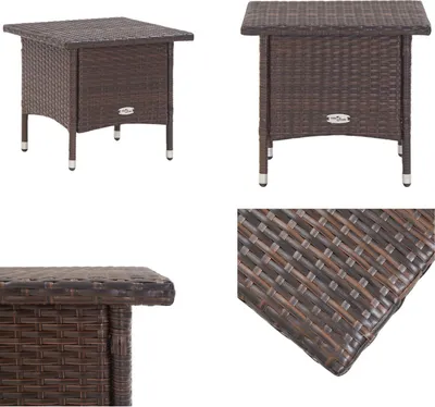 Produktbild von vidaXL Teetisch Braun 50 x 50 x 47 cm Poly Rattan - Gartentisch - Gartentische - Outdoor-Tisch - Outdoor-Tische