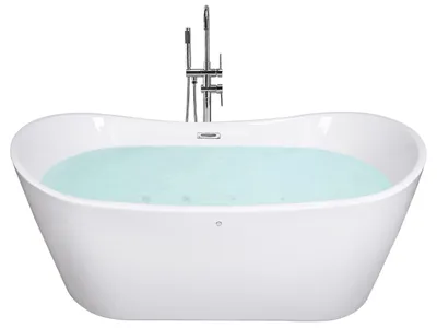 Produktbild von BELIANI Whirlpool-Badewanne Weiß 168 x 80 cm aus Sanitäracryl mit LED-Beleuchtung Luxus Badezimmerzubehör Modernes Design