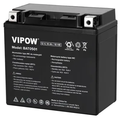 Immagine prodotto di Batteria per moto Vipow tipo MC 12V 14Ah