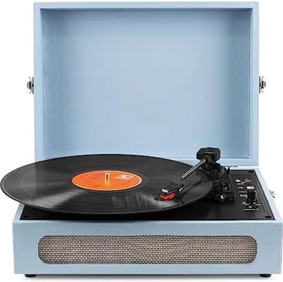 Image de Chaîne stéréo avec platine vinyle, noire
