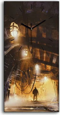 Produktbild von Dekor Leinwand Uhr Wandbilder 30x60 innerhalb des Minenschachtes mit Nebel - schwarze Hände