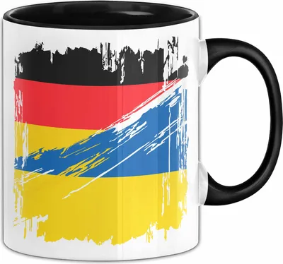 Produktbild von Ukraine Deutschland Flagge Halb Deutscher Halb Ukrainer Fußball Germany 2024 Europa Ukrain (Schwarz)