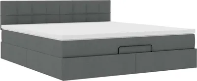 Produktbild von Ottoman-Bett mit Matratze Dunkelgrau 160x200 cm Stoff