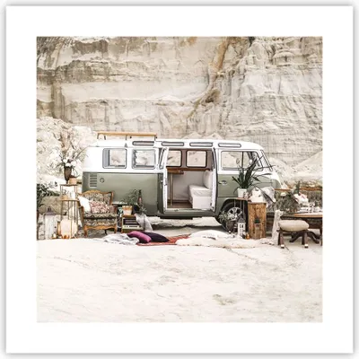 Produktbild von Poster - Poster ohne Rahmen - Wohnmobil Boho Möbel - 40x40 cm - Wand Bild - Wanddeko - Wandbilder - Kunstposter - Wandposter - Bilder - Kunstdruck - Wanddekoration - Wandbild - P2XAC40x40-4542