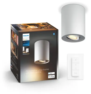 Produktbild von Philips Hue White ambience Pillar Einzelspot, Bluetooth/Zigbee, Weiß, LED, Metall, GU10, 2200 K