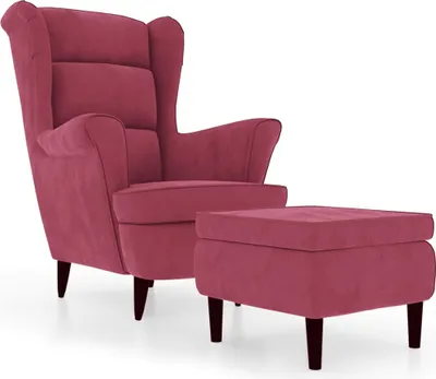 Image de vidaXL Fauteuil à oreilles avec pouf vin rouge velours