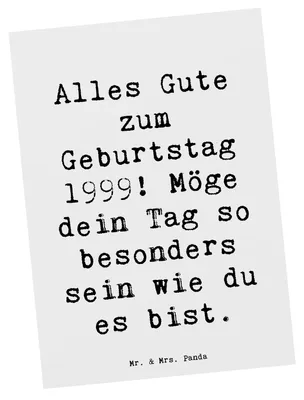 Produktbild von Mr. & Mrs. Panda Grußkarte Spruch 1999 Geburtstag - Weiß - Geschenk, Postkarte, bildkarte, Wünsche, Postkarten, Alles Gute zum, besondere, Glückwunsch, Geburtstagsspruch