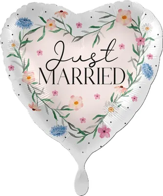 Produktbild von XXL Herz Folienballon Ø 71cm "Just Married"