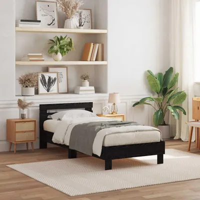Zdjęcie produktu dla Maison Exclusive – rama łóżka w kolorze czarnego dębu 90 x 190 cm materiał drewnopochodny