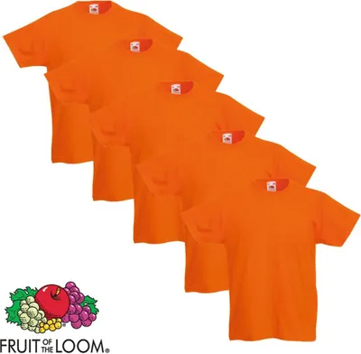 Produktbild von Fruit of the Loom Original Kinder-T-Shirts 5 Stk. Orange Größe 128
