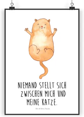 Produktbild von Mr. & Mrs. Panda Bild Katze Umarmen DIN A3 - Weiß - Geschenk, Cat, Deko, drucke, kunstdruck poster, Familie, wanddeko, Liebe, Katzen, Wandbild