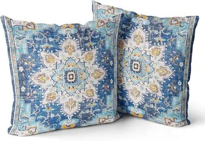Produktbild von Famanu Kissenbezüge Set 2 Stück 45 x 45 cm - Bohemian Stil, Blau