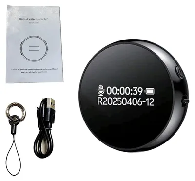 Obrázek produktu pro Malé digitální diktafon s panoramatickým záznamem zvuku (360°) a vestavěnou pamětí 8 GB, určený pro přednášky, schůzky a rozhovory